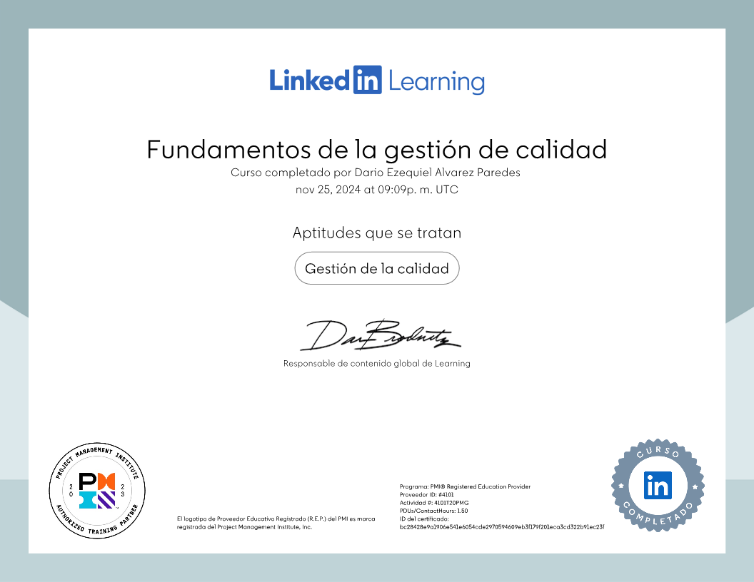 Fundamentos de la gestión de la calidad - Project Management Institute